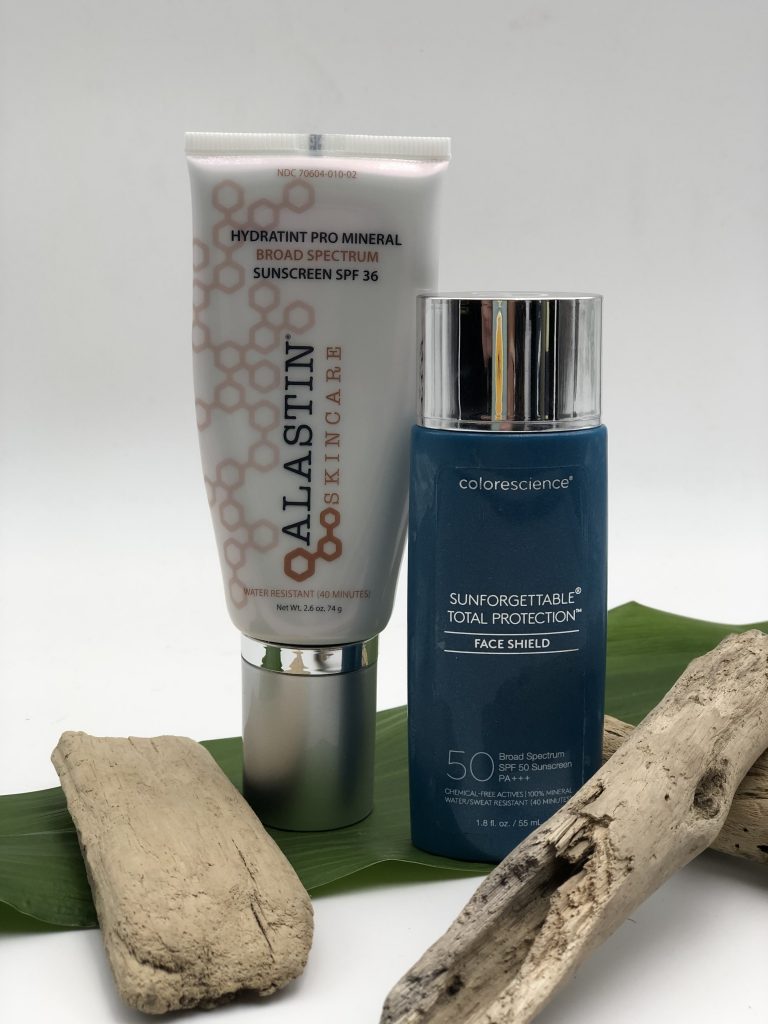 Alastin Sunscreen and colorescience Face Shield