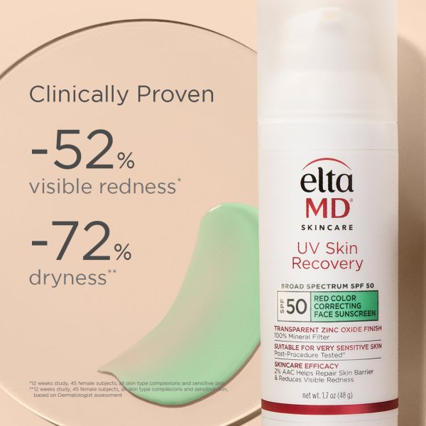 Elta UV Skin Recovery Broad Spectrum SPF 50 Red Color Correcting Face Sunscreen - Image 5